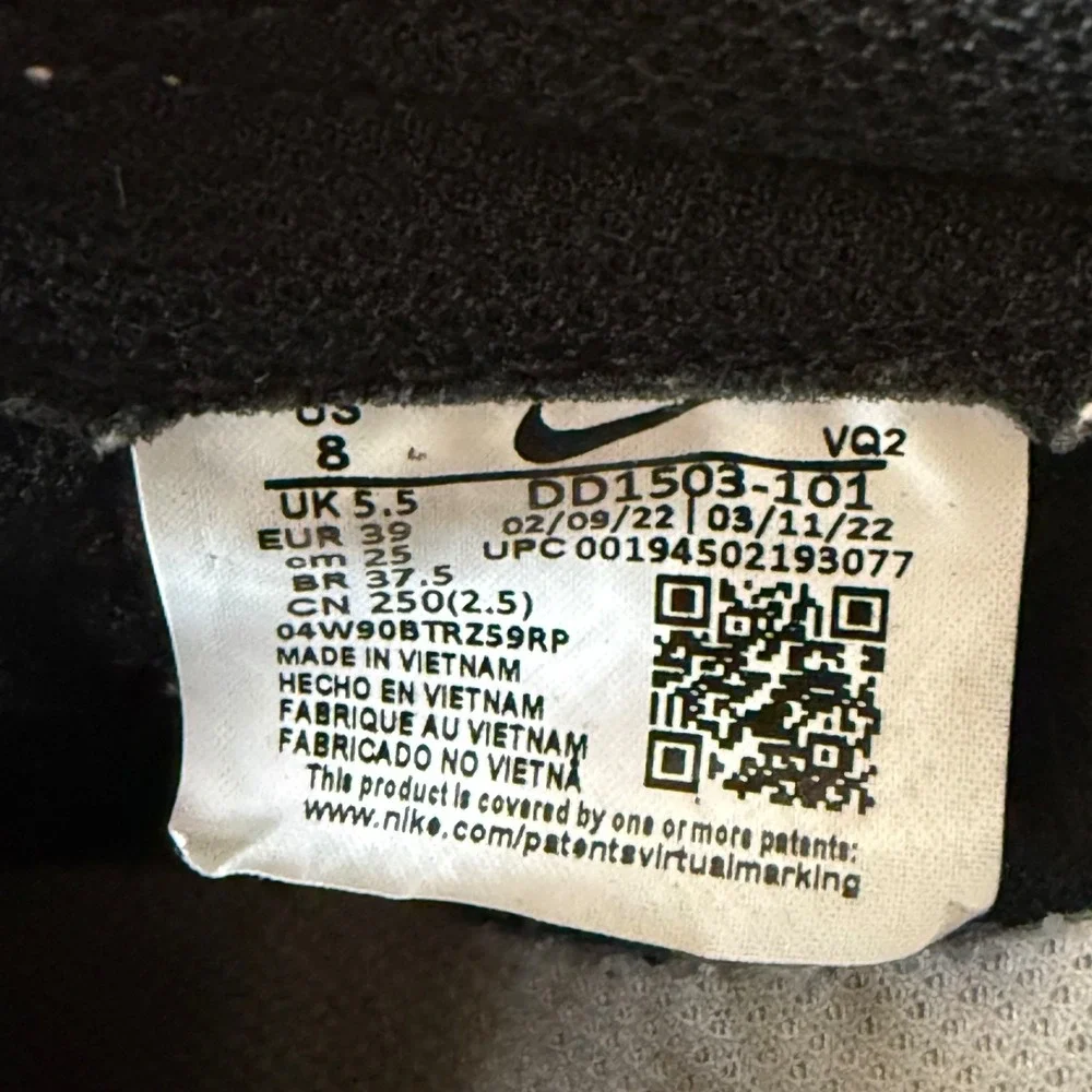 Nike Dunk Low Panda Sneakers Black White Women's 8 Men's 6.5 DD1503-101